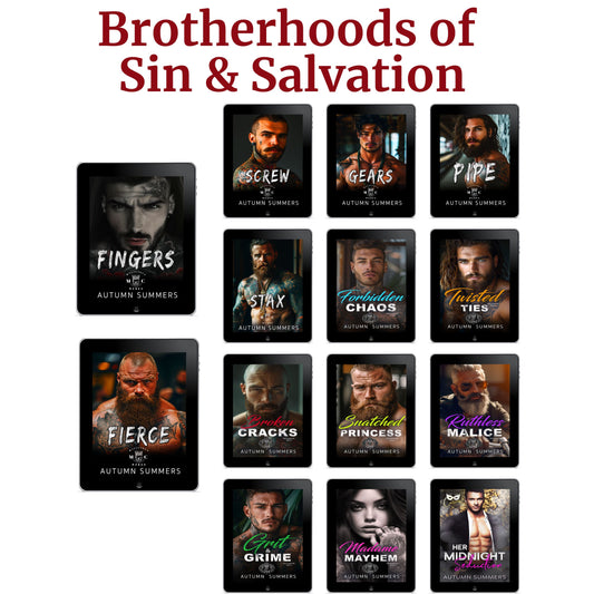 Brotherhoods of Sin & Salvation | 12 Dangerous Men. 2 Ruthless MCs. One Bundle of Raw, Unapologetic Desire.