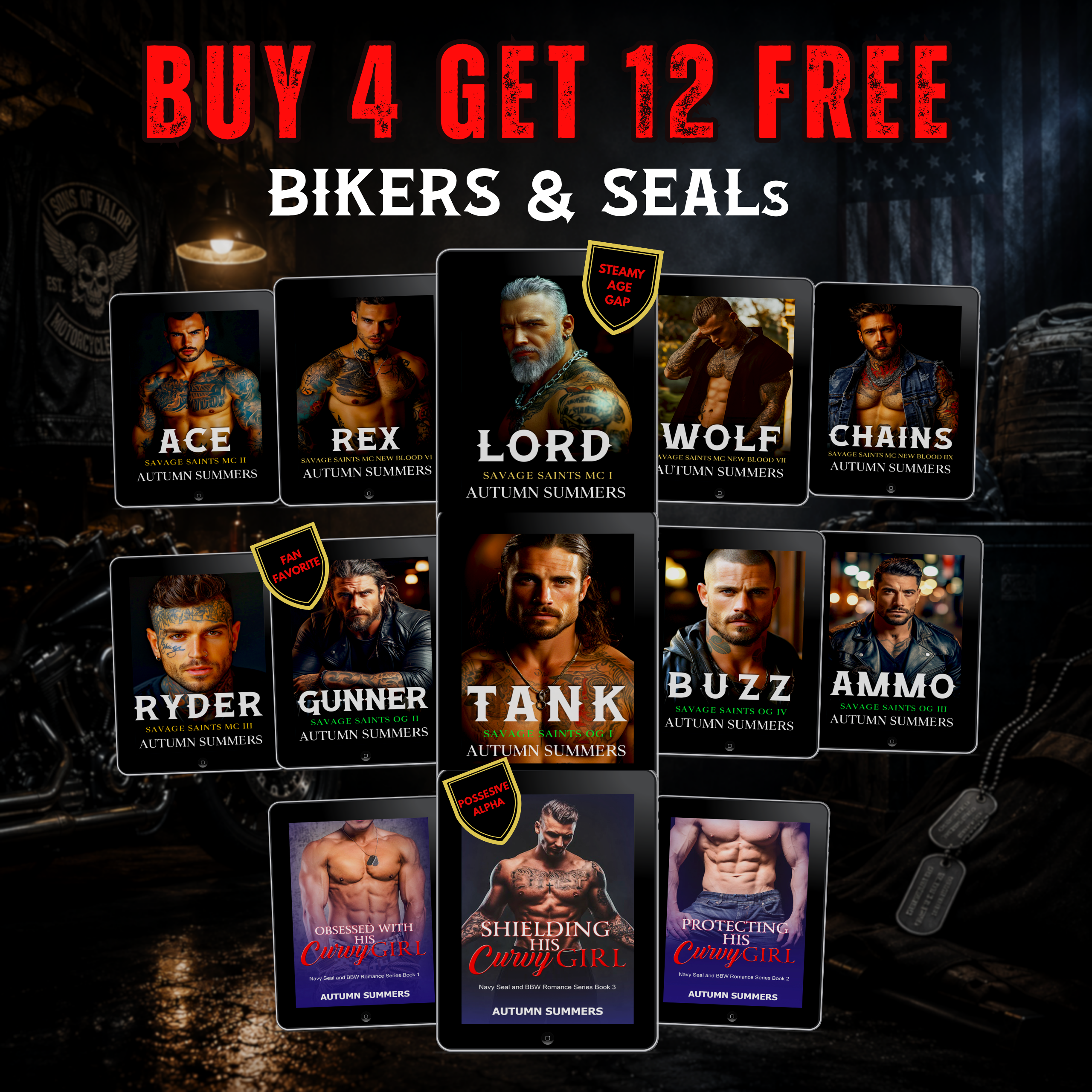 Bikers & SEALs Bundle | 16 Alpha Romance Ebooks | Buy 4 Get 12 Free