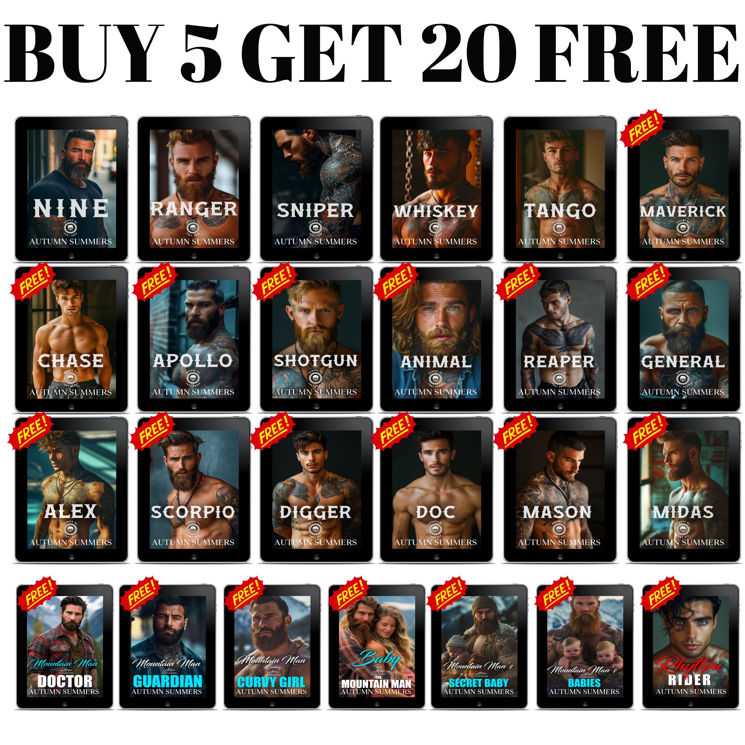 Buy 5 Get 20 FREE | The Alpha Heat Bundle | Heroes MC Anthology + Mountain Man Romance + Rockstar Romance